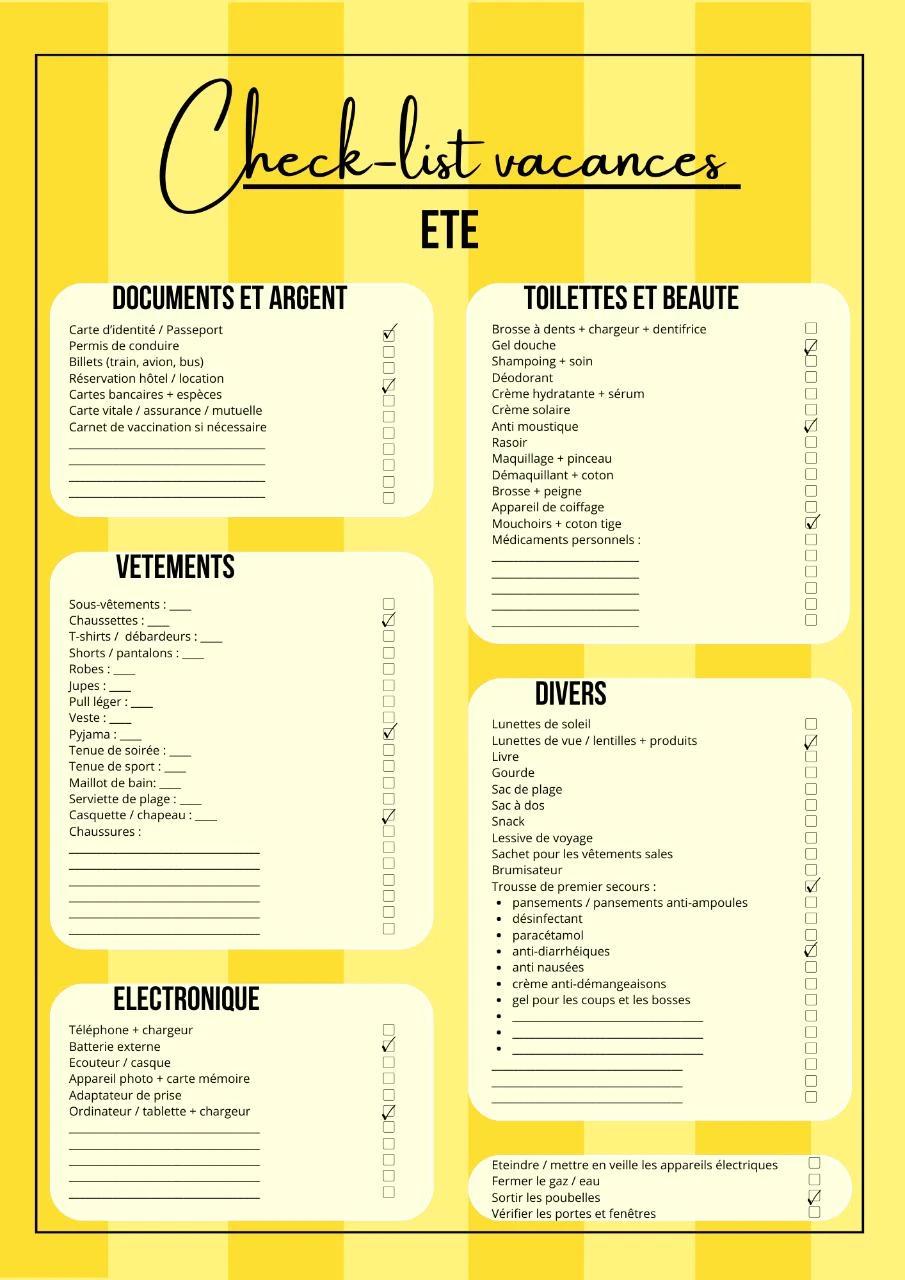 Checklist voor zomervakantie, herbruikbaar voor volwassenen of kinderen - Nooit meer vergeten! – photo 3